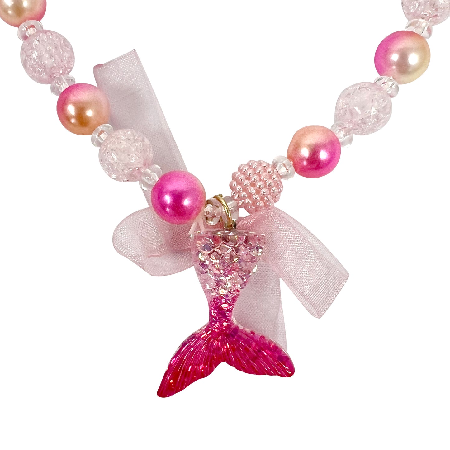 Pink Poppy Mermaid Tail Necklace image 1