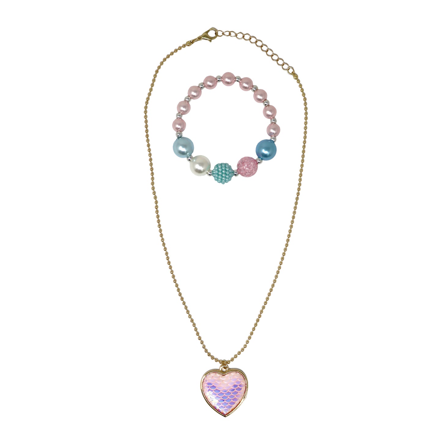 Pink Poppy Dreamland Mermaid Heart Necklace Set image 1
