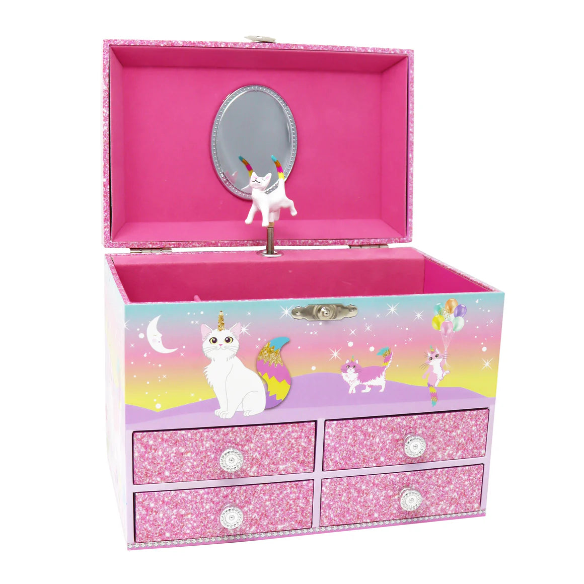 Pink Poppy - Caticorn Dreams Medium Musical Jewellery Box image 1