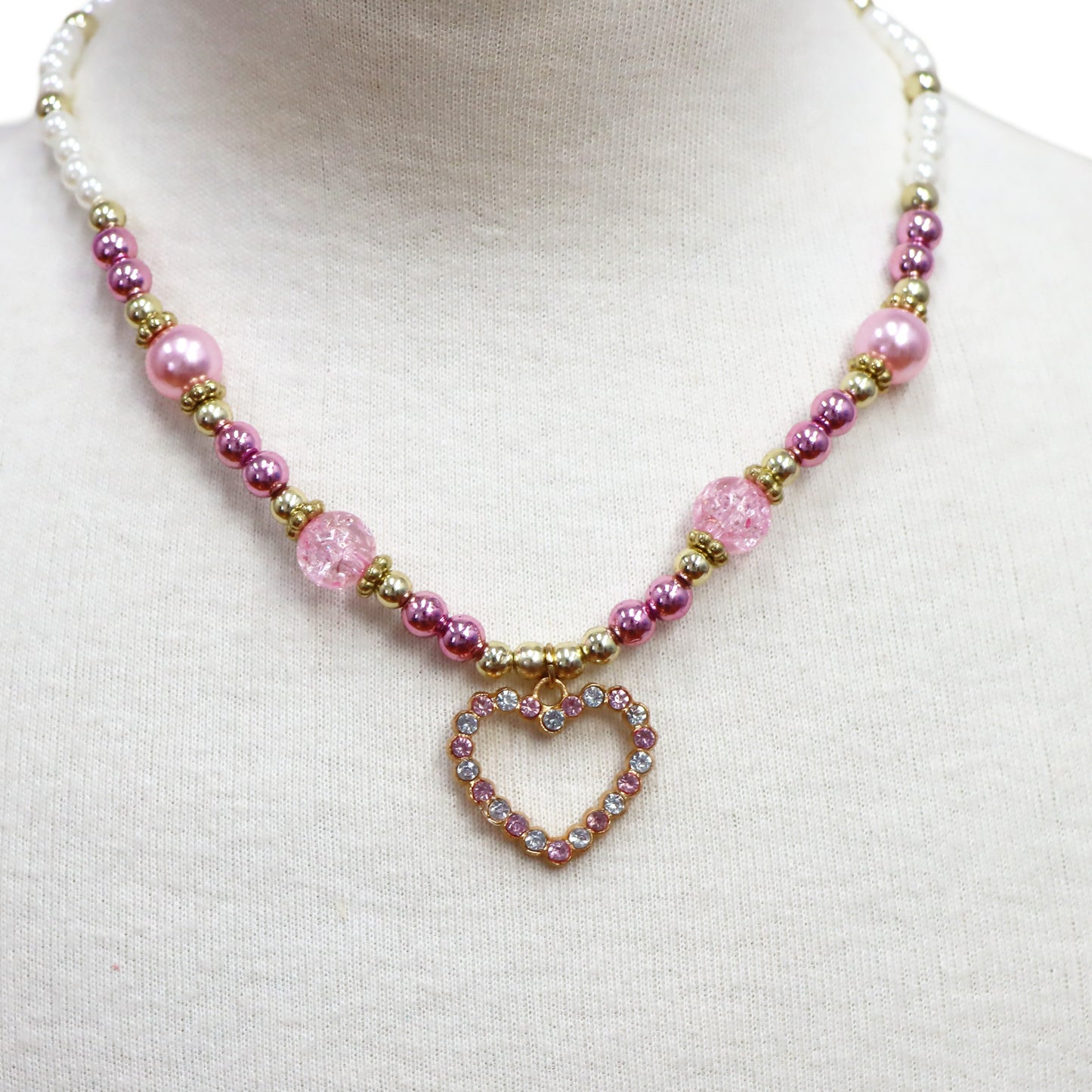 Pink Poppy Pearl Heart Necklace Set image 5