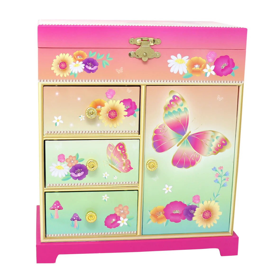 Pink Poppy -Rainbow Butterfly Large Music Box image 4