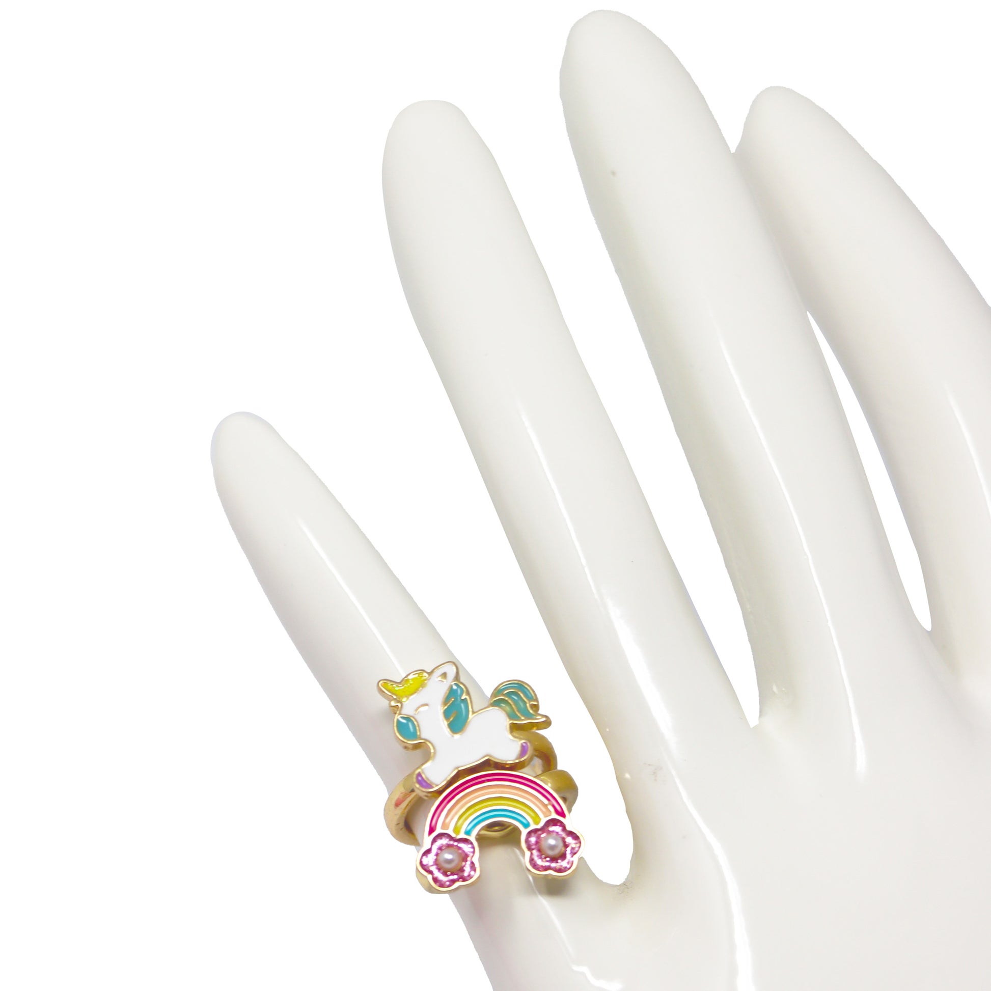 Pink Poppy Fidget Rainbow Ring image 1