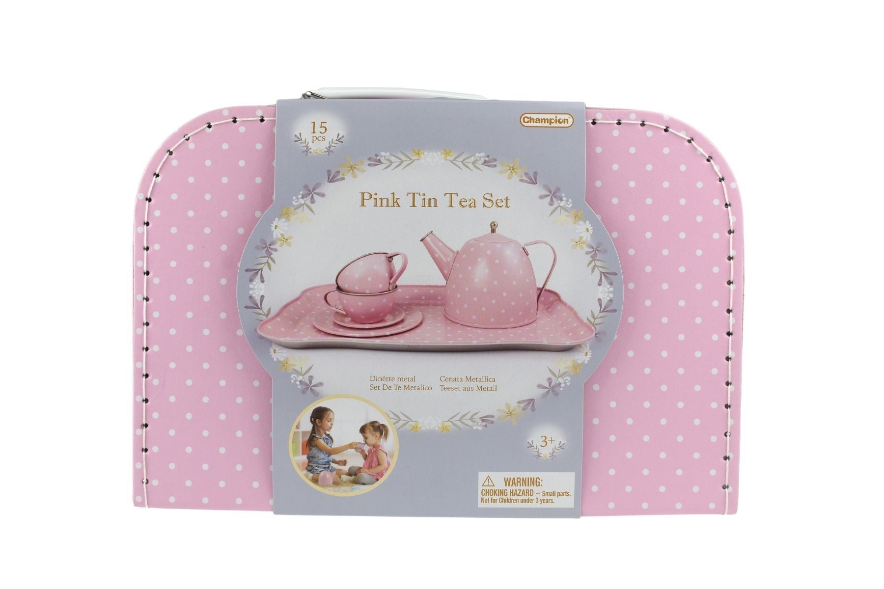 Pink Tin Tea Set in Suitcase 15pcs image 1