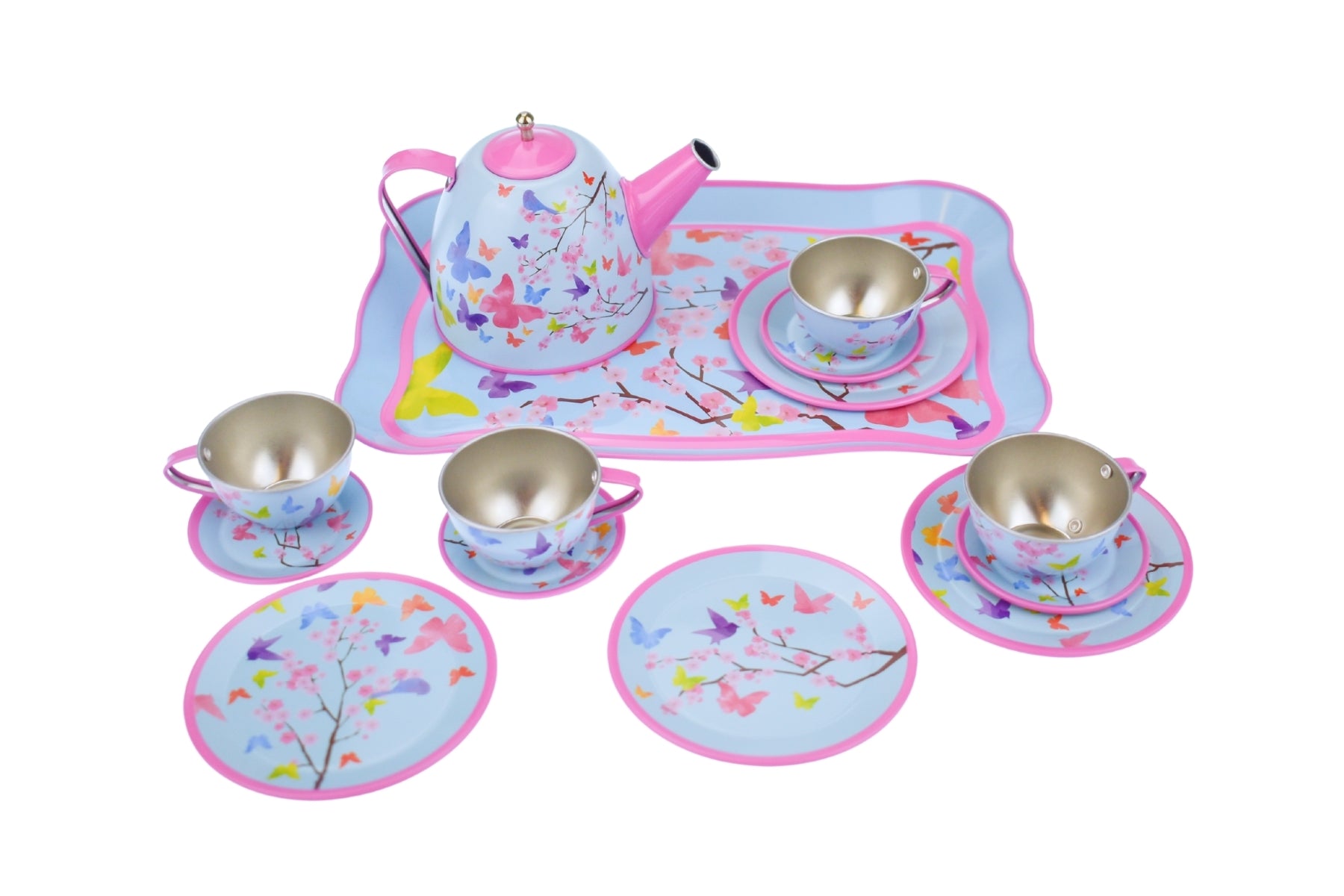 Kaper Kidz - Pink Blossom Butterfly Tin Tea Set 15pcs image 3
