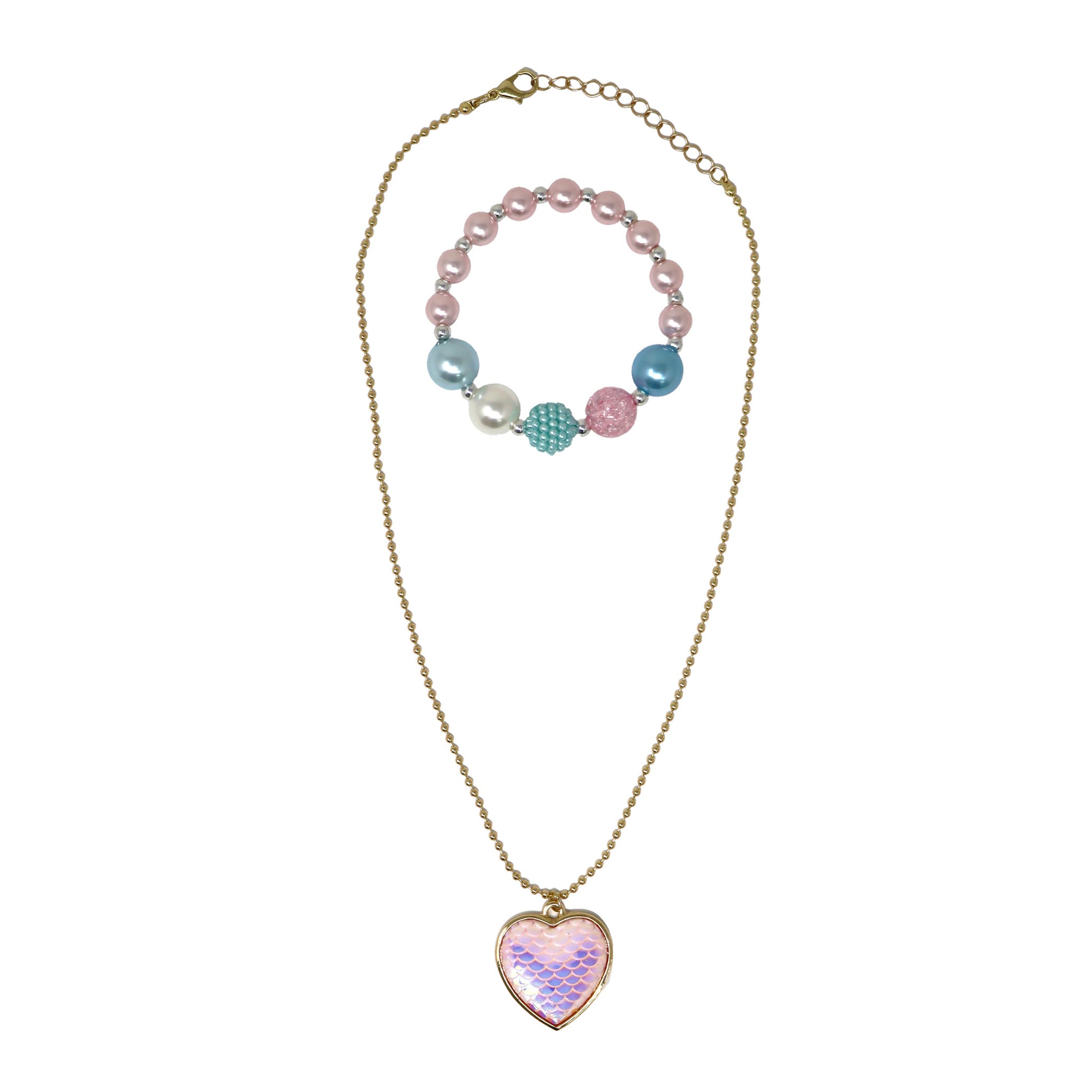 Pink Poppy Dreamland Mermaid Heart Necklace Set image 1