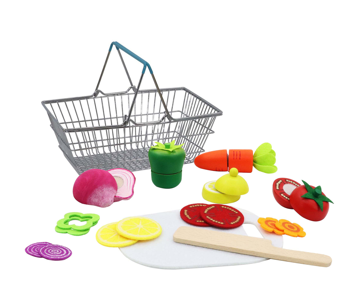 Kaper Kidz - Wooden Cutting Veg with Metal Basket image 0