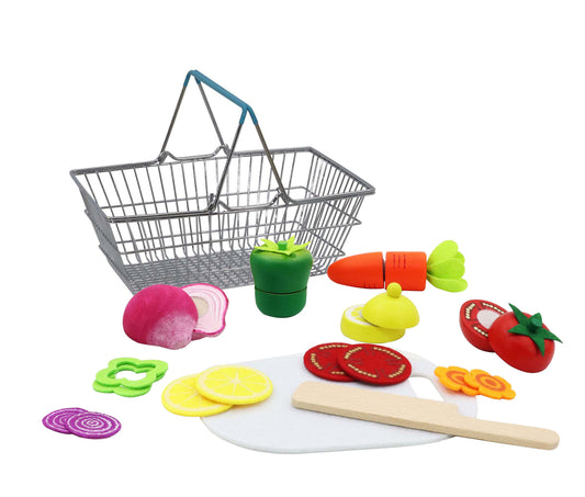 Kaper Kidz - Wooden Cutting Veg with Metal Basket image 0