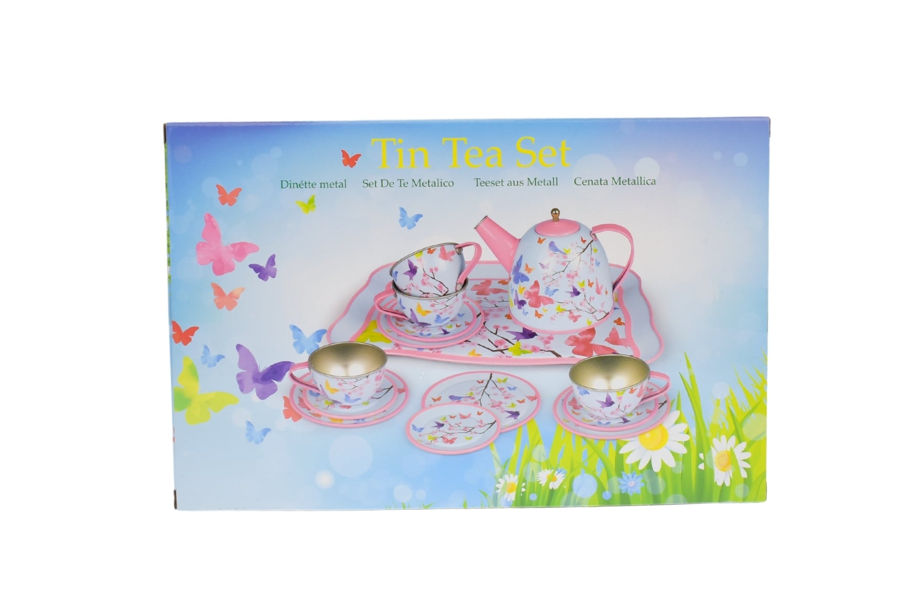Kaper Kidz - Pink Blossom Butterfly Tin Tea Set 15pcs image 2
