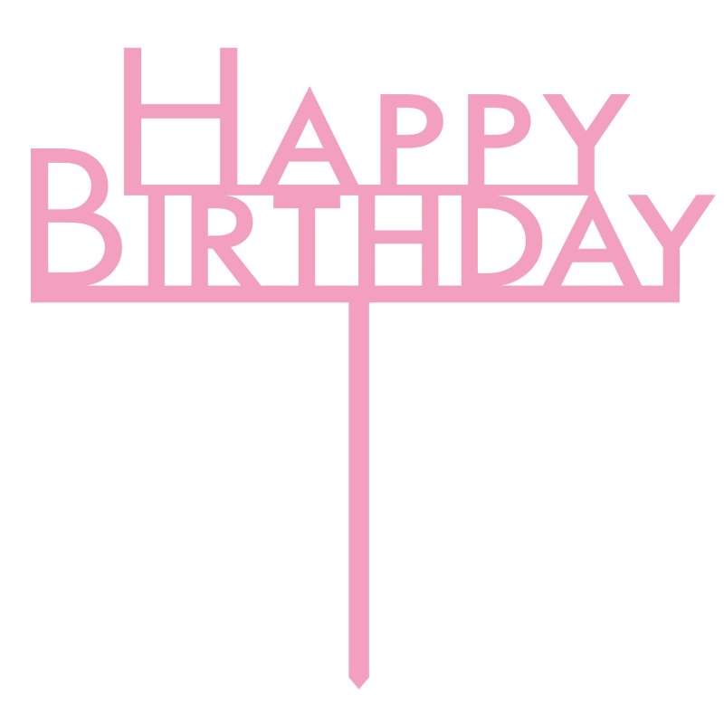 Cake Topper Pick Happy Birthday New Pink Acrylic image 0