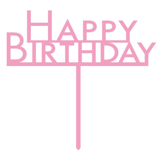 Cake Topper Pick Happy Birthday New Pink Acrylic image 0
