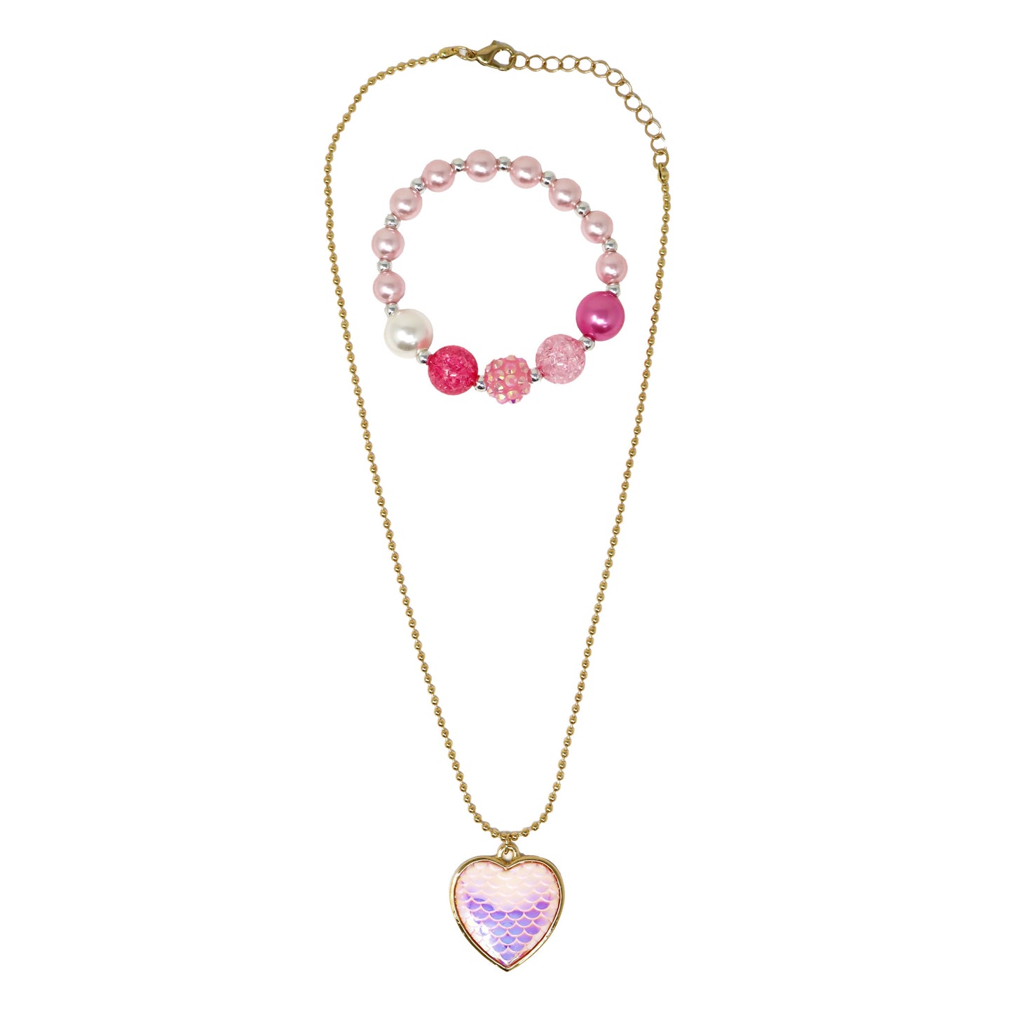 Pink Poppy Dreamland Mermaid Heart Necklace Set image 0