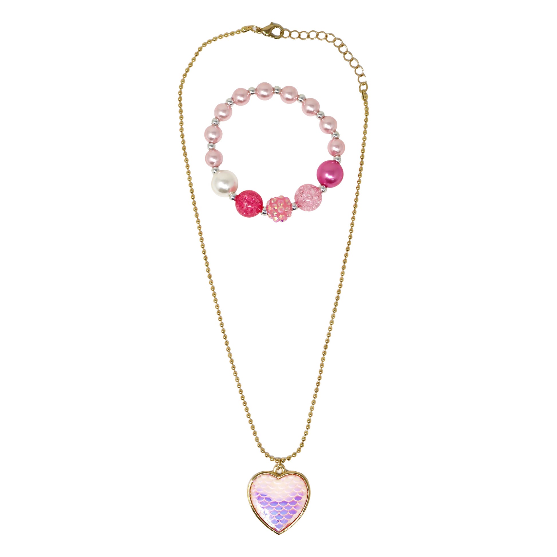 Pink Poppy Dreamland Mermaid Heart Necklace Set image 0