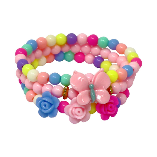 Pink Poppy Butterfly Bracelet 3pc image 0