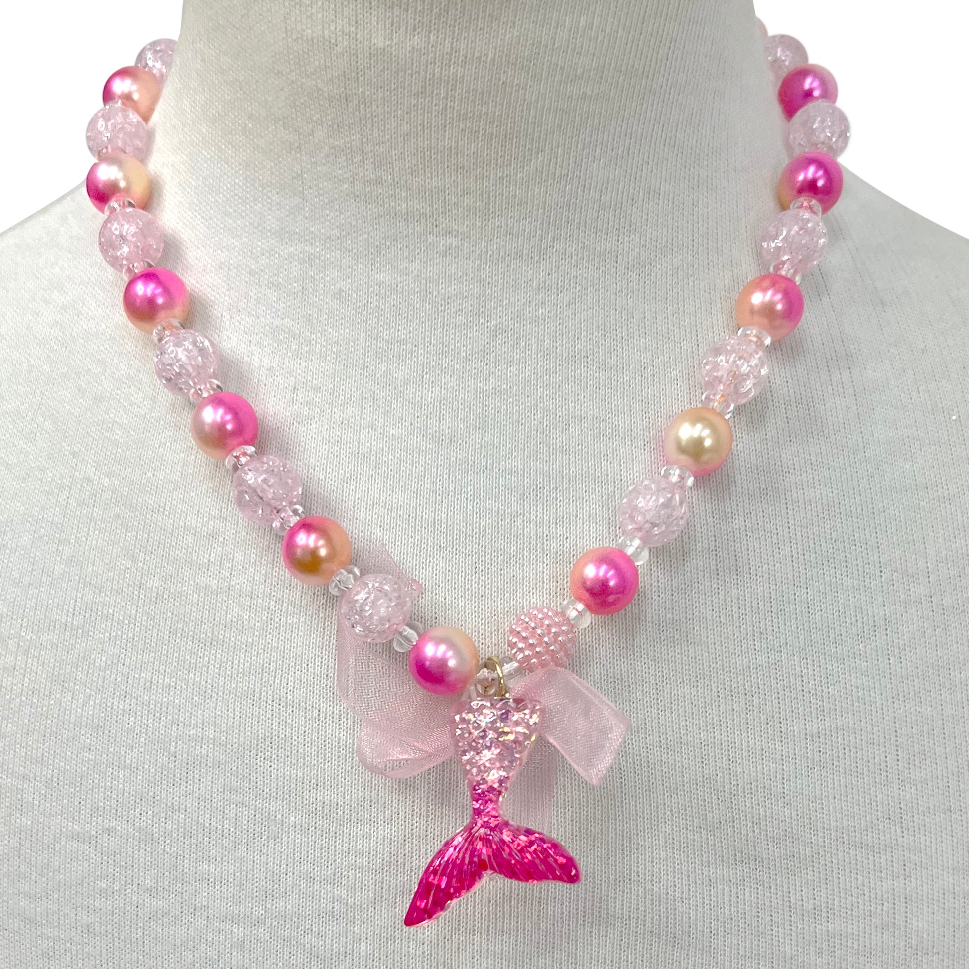 Pink Poppy Mermaid Tail Necklace image 2