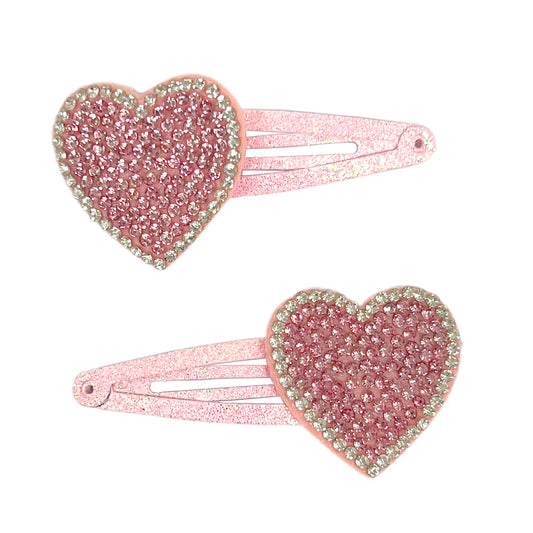 Pink Poppy Rhinestone Heart Hair Clip image 0