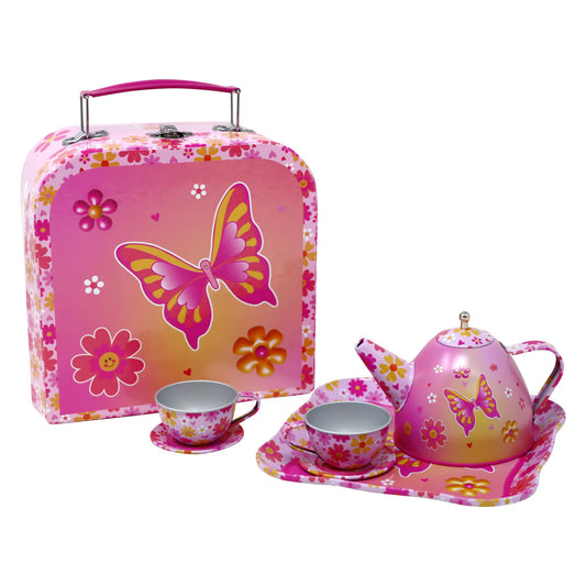 Pink Poppy - Vibrant Vacation 7 Piece Tin Tea Set in Carry Case image 0