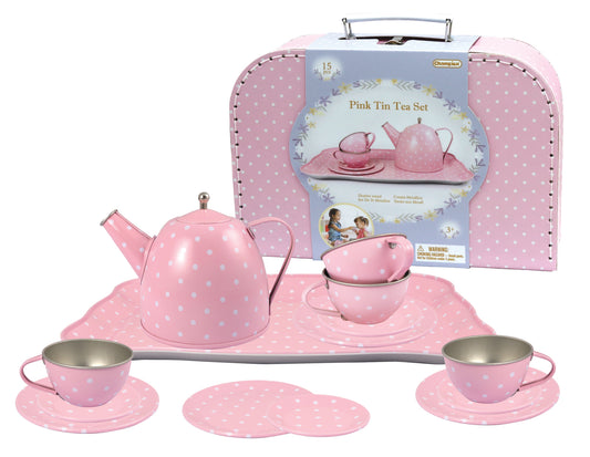 Pink Tin Tea Set in Suitcase 15pcs image 0