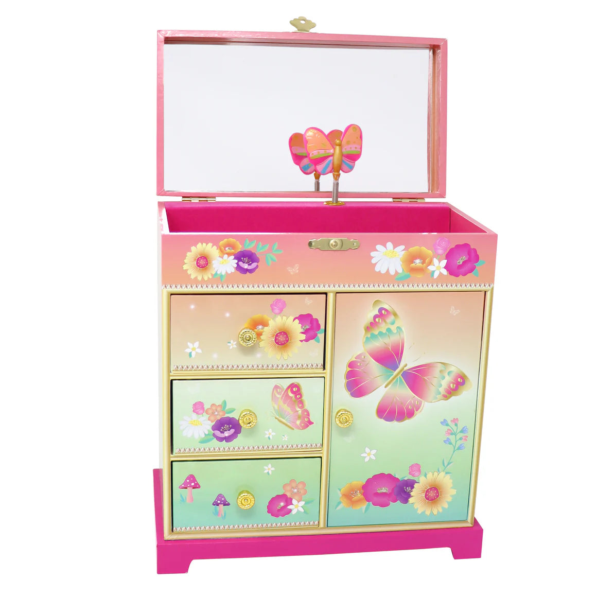 Pink Poppy -Rainbow Butterfly Large Music Box image 0