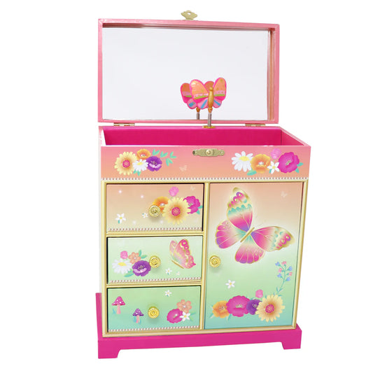 Pink Poppy -Rainbow Butterfly Large Music Box image 0