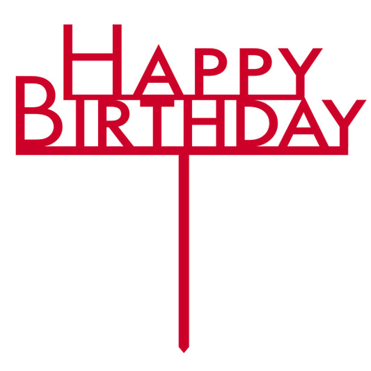 Cake Topper Pick Happy Birthday Red Acrylic image 0