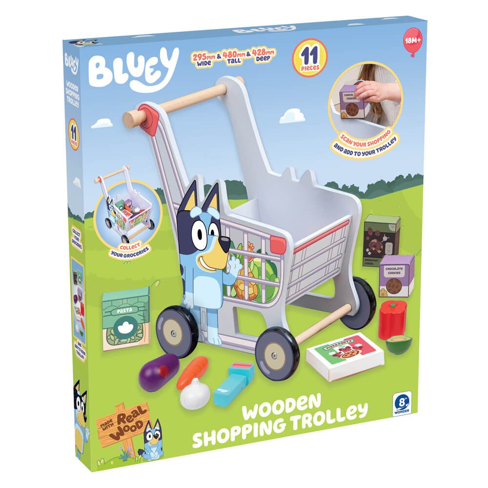 Bluey Wooden Shopping Trolley image 2