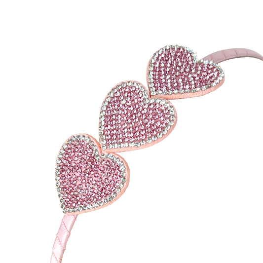 Pink Poppy Pink Rhinestone Heart Headband image 0