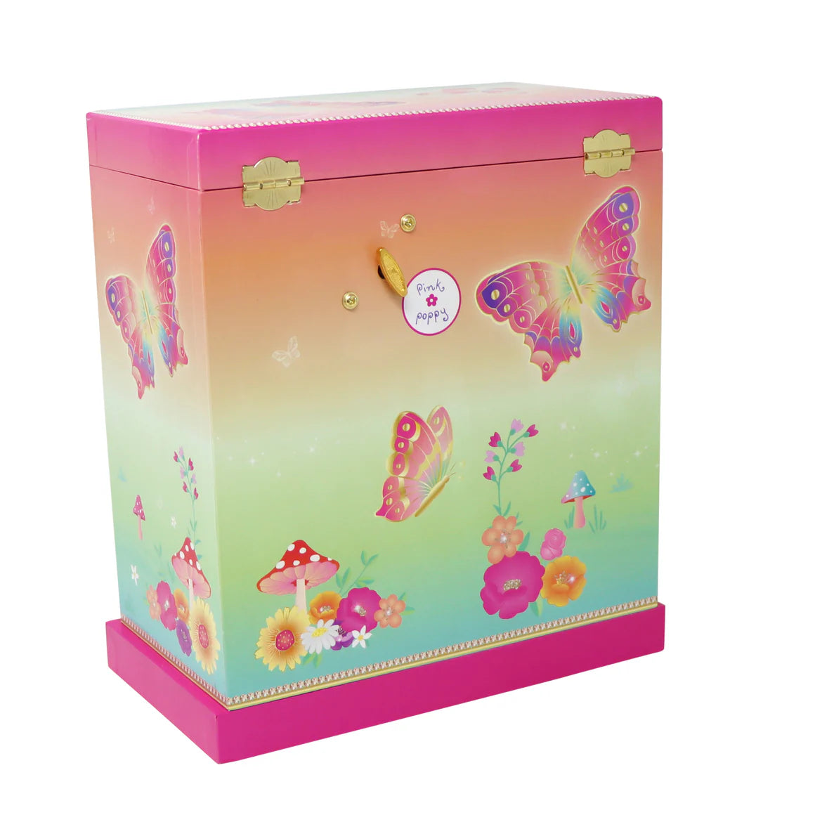 Pink Poppy -Rainbow Butterfly Large Music Box image 5