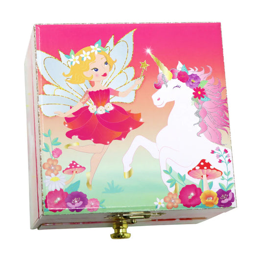 Pink Poppy- Unicorn & The Pixie Fairy Small Musical Jewellery Box image 0