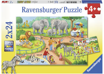 Ravensburger - A Day At The Zoo Puzzle 2x24 piece image 0