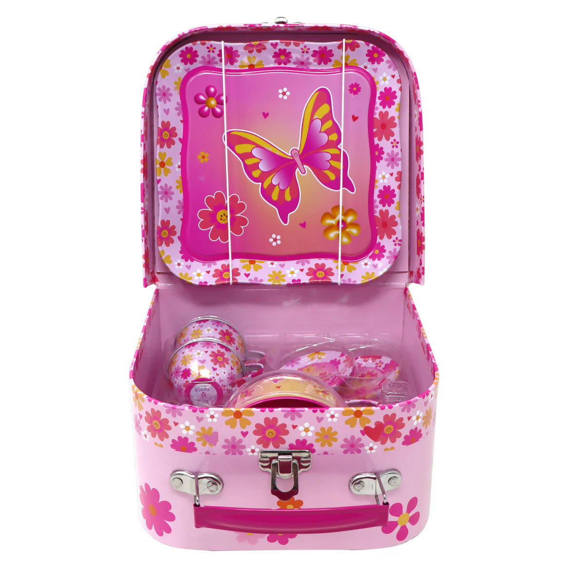 Pink Poppy - Vibrant Vacation 7 Piece Tin Tea Set in Carry Case image 1