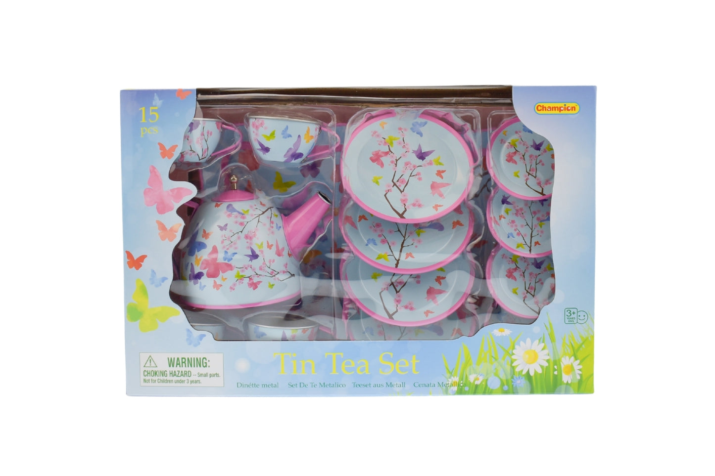 Kaper Kidz - Pink Blossom Butterfly Tin Tea Set 15pcs image 1